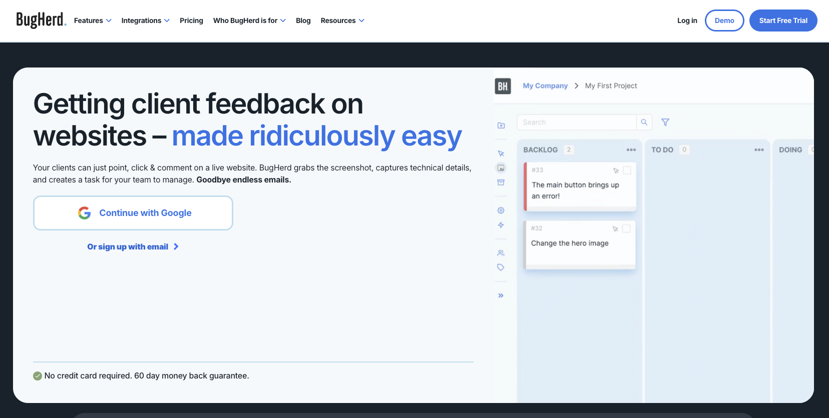BugHerd: visual feedback platform for website development